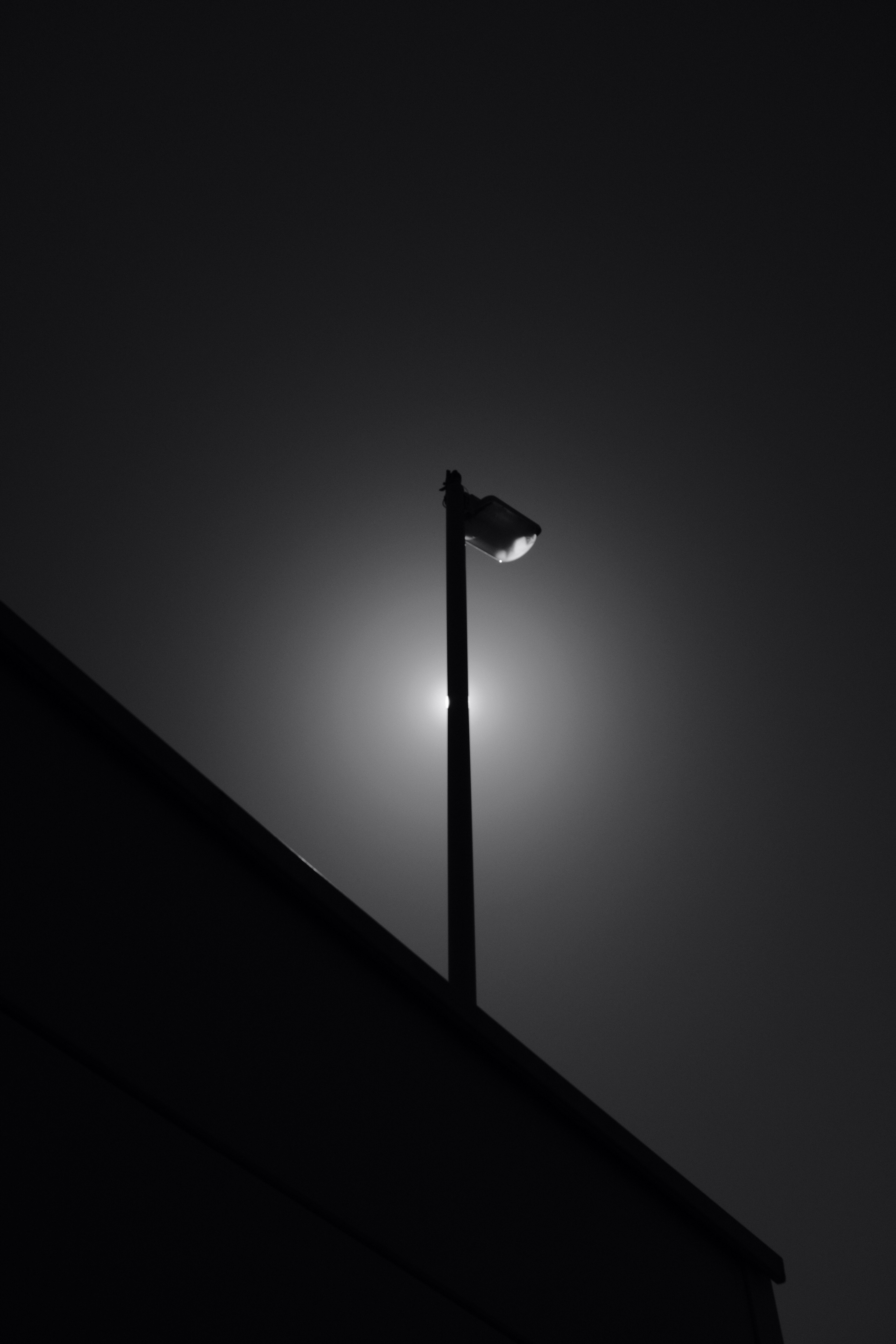 black and white light post